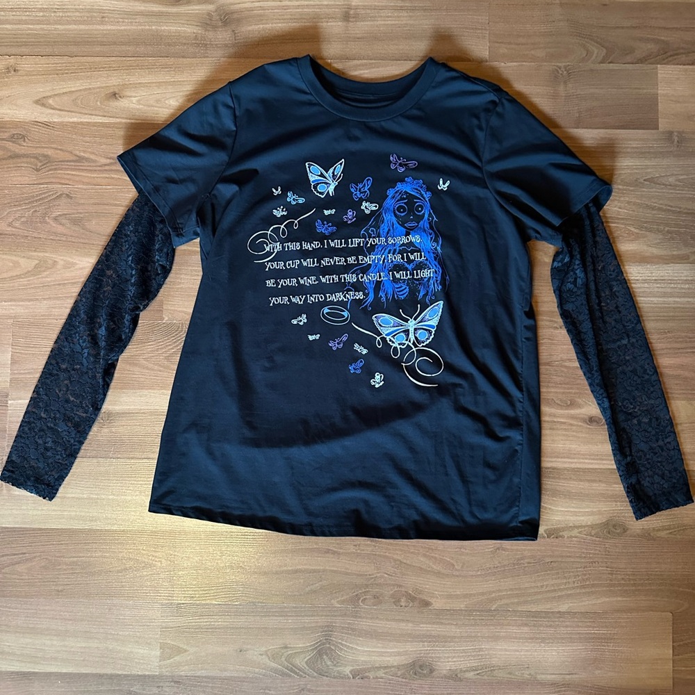 Corpse Bride Emily Vows long sleeve lace twofer T-shirt